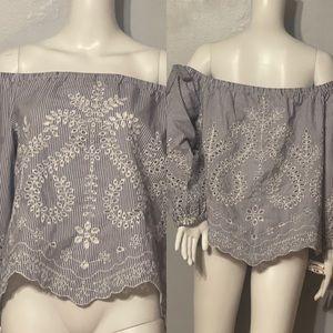 Eyelet Off the Shoulder Top Size M